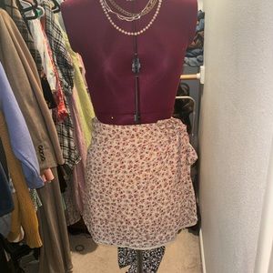 Tan floral wrap skirt